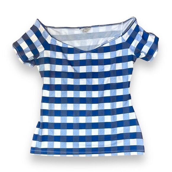 Guess Gingham Cut Out Top Sz L - Picture 2 of 9